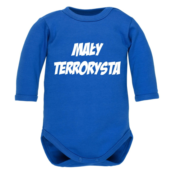 Body z dowcipnym napisem Mały terrorysta.