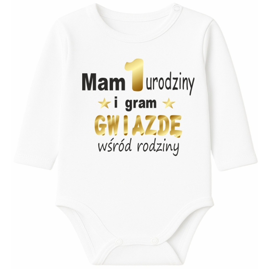 Body na roczek "Mam pierwsze urodziny i gram gwiazdę wśród rodziny"