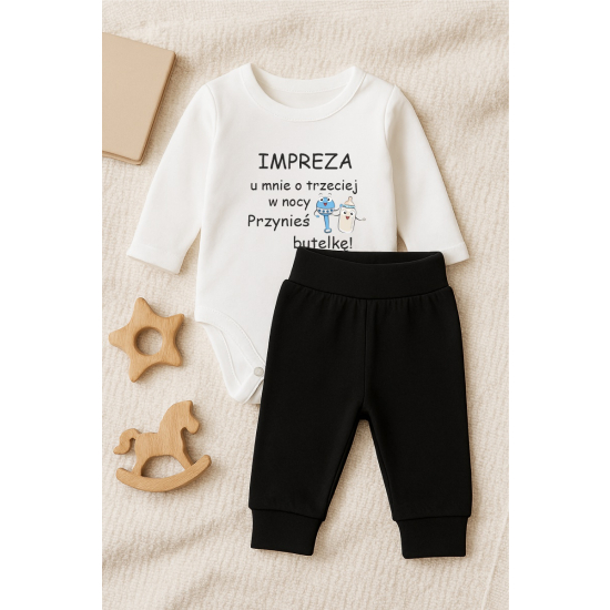 Body z napisem Impreza u mnie o trzeciej w nocy przynieś butelkę!