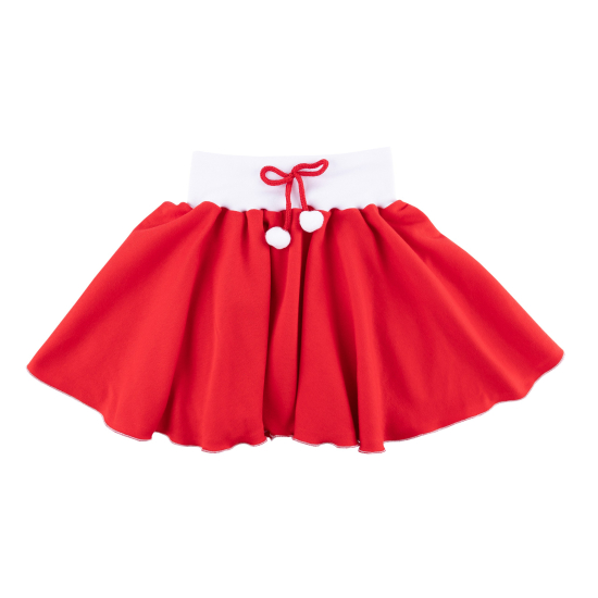 Bawełniana spódniczka z koła wirująca czerwono-biała, dół wykończony mereżką.