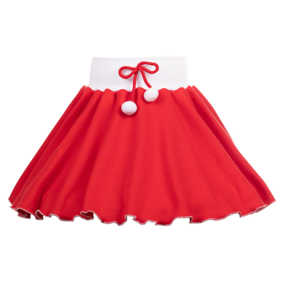 Bawełniana spódniczka z koła wirująca czerwono-biała, dół wykończony mereżką.